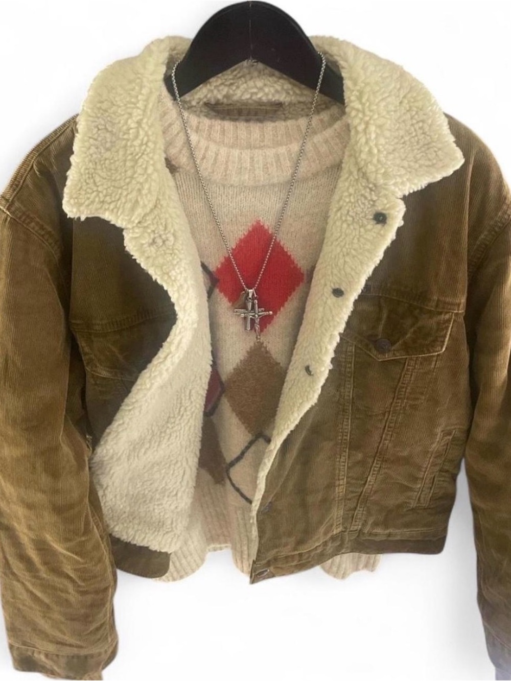 Polo by Ralph Lauren Brown Corduroy Sherpa Jacket with Cream Lining